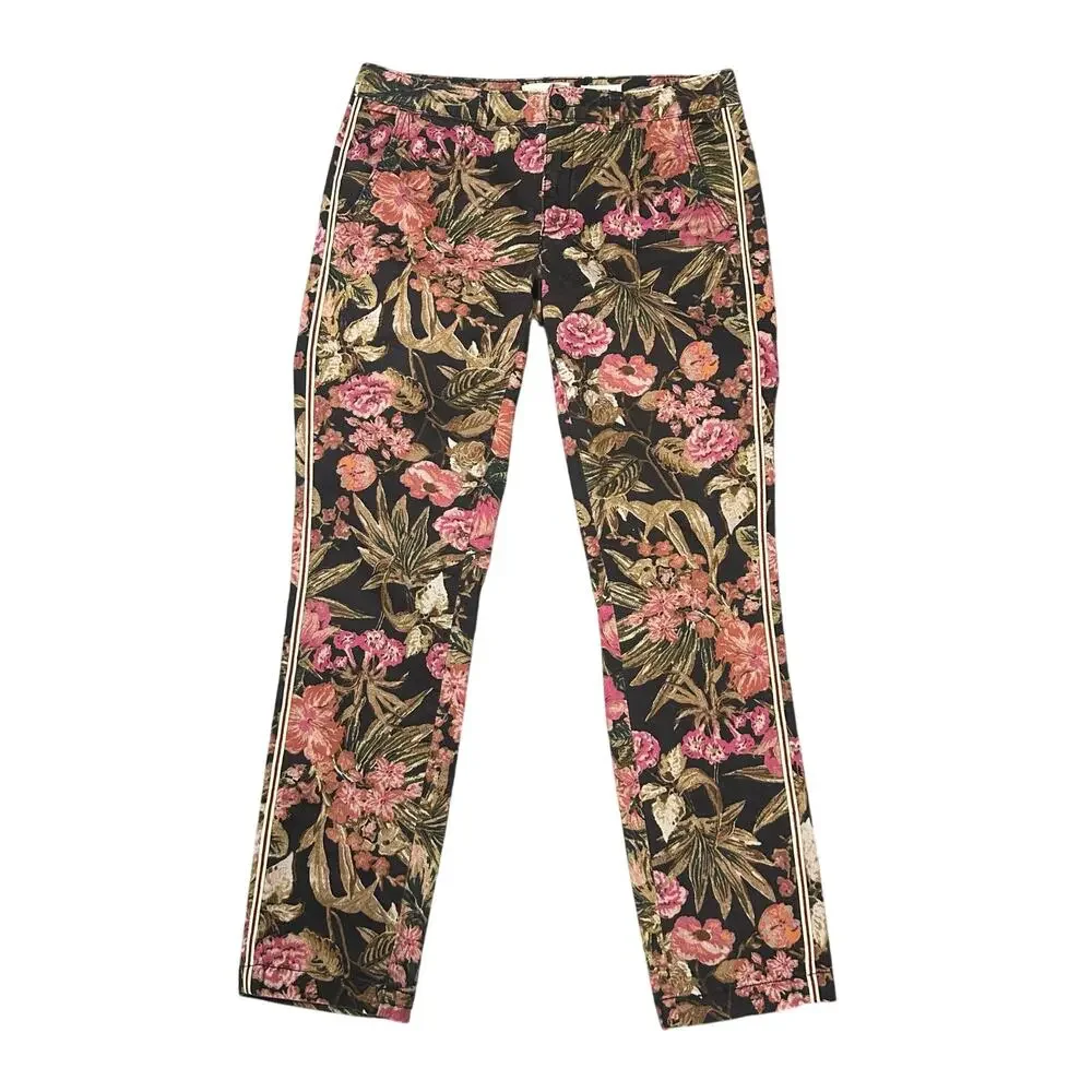 Anthropologie Relaxed Chino Pants Botanical Floral Print
